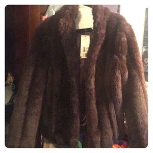 NWT brown faux fur jacket medium vintage look
